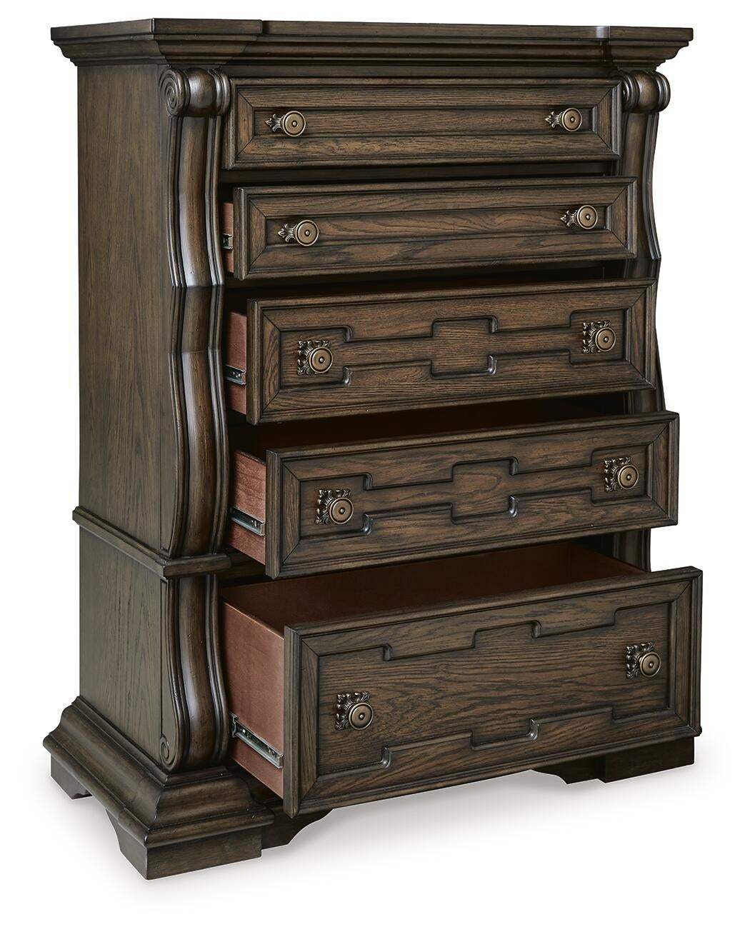 Maylee California  Canopy Bed, Dresser, Mirror, Chest And Nightstand