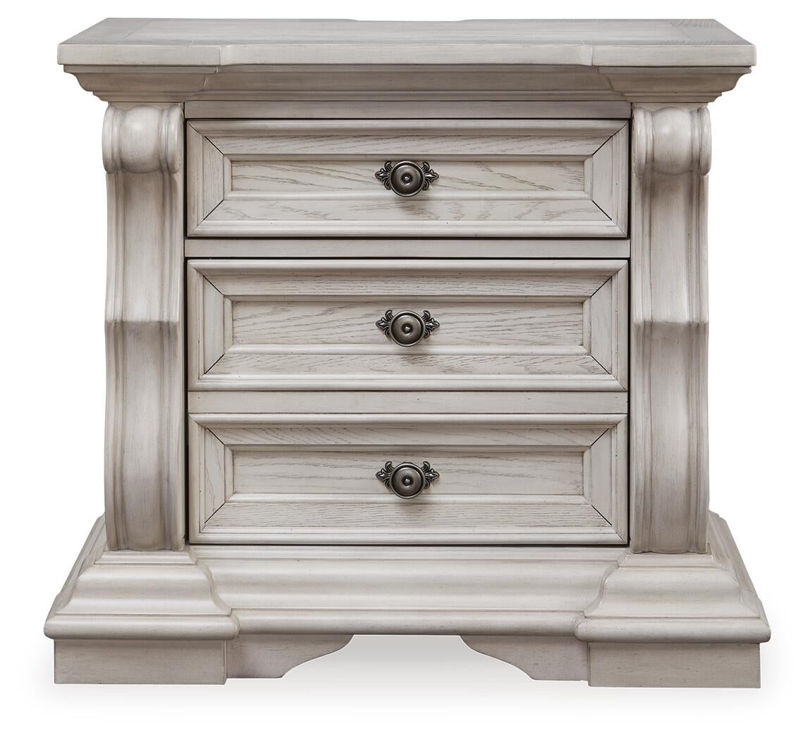 Bruchandi  Upholstered Panel Bed With Mirrored Dresser And Nightstand