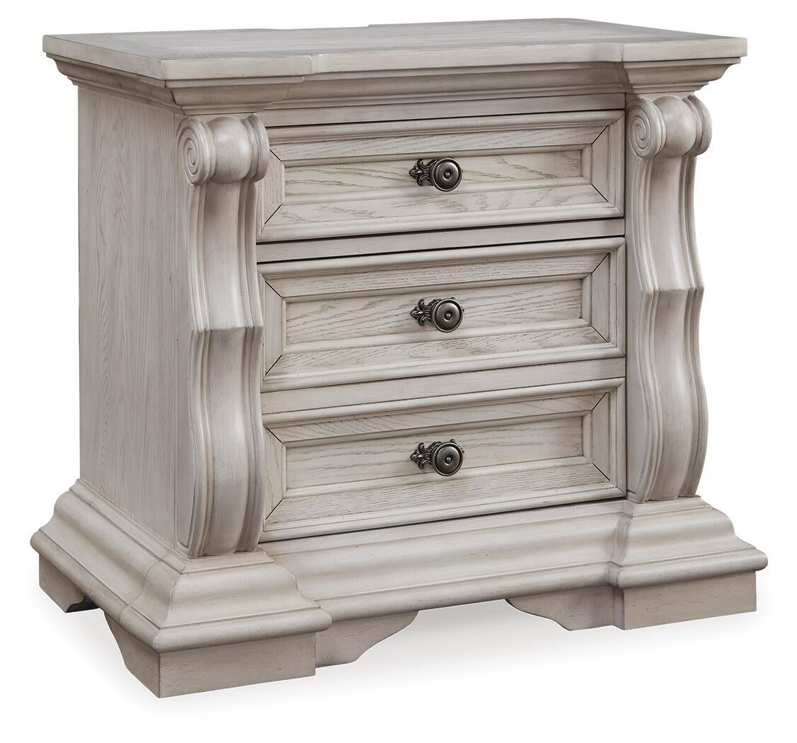 Andonhall  Upholstered Panel Bed With Mirrored Dresser And Nightstand