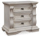 Andonhall  Upholstered Panel Bed With Mirrored Dresser And Nightstand