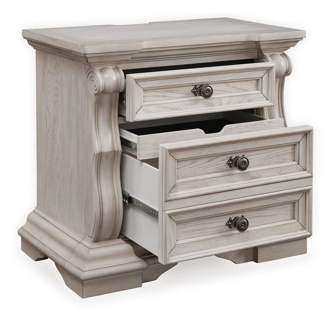 Bruchandi  Upholstered Panel Bed With Mirrored Dresser And Nightstand