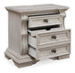 Bruchandi  Upholstered Panel Bed With Mirrored Dresser And Nightstand