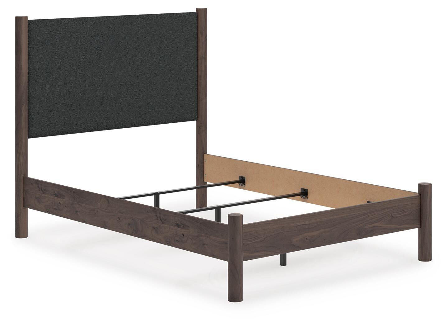 Cadmori  Upholstered Panel Bed, Dresser, Mirror And Nightstand