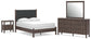 Cadmori  Upholstered Panel Bed, Dresser, Mirror And Nightstand