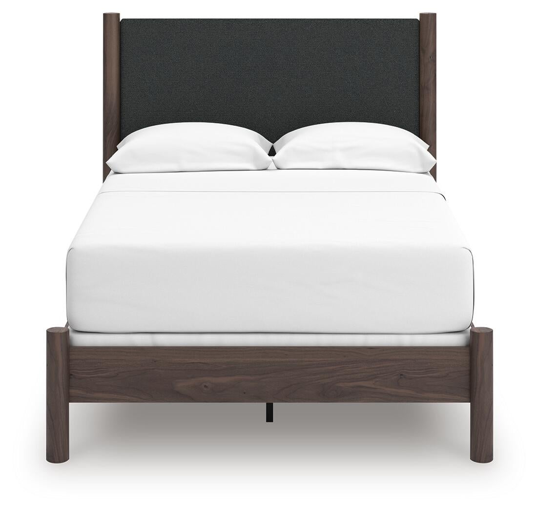 Cadmori  Upholstered Panel Bed, Dresser And Mirror