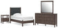 Cadmori  Upholstered Panel Bed, Dresser, Mirror, Chest And Nightstand