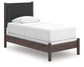 Cadmori  Upholstered Panel Bed, Dresser, Mirror And Nightstand
