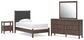Cadmori  Upholstered Panel Bed, Dresser, Mirror And Nightstand