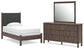 Cadmori  Upholstered Panel Bed, Dresser And Mirror