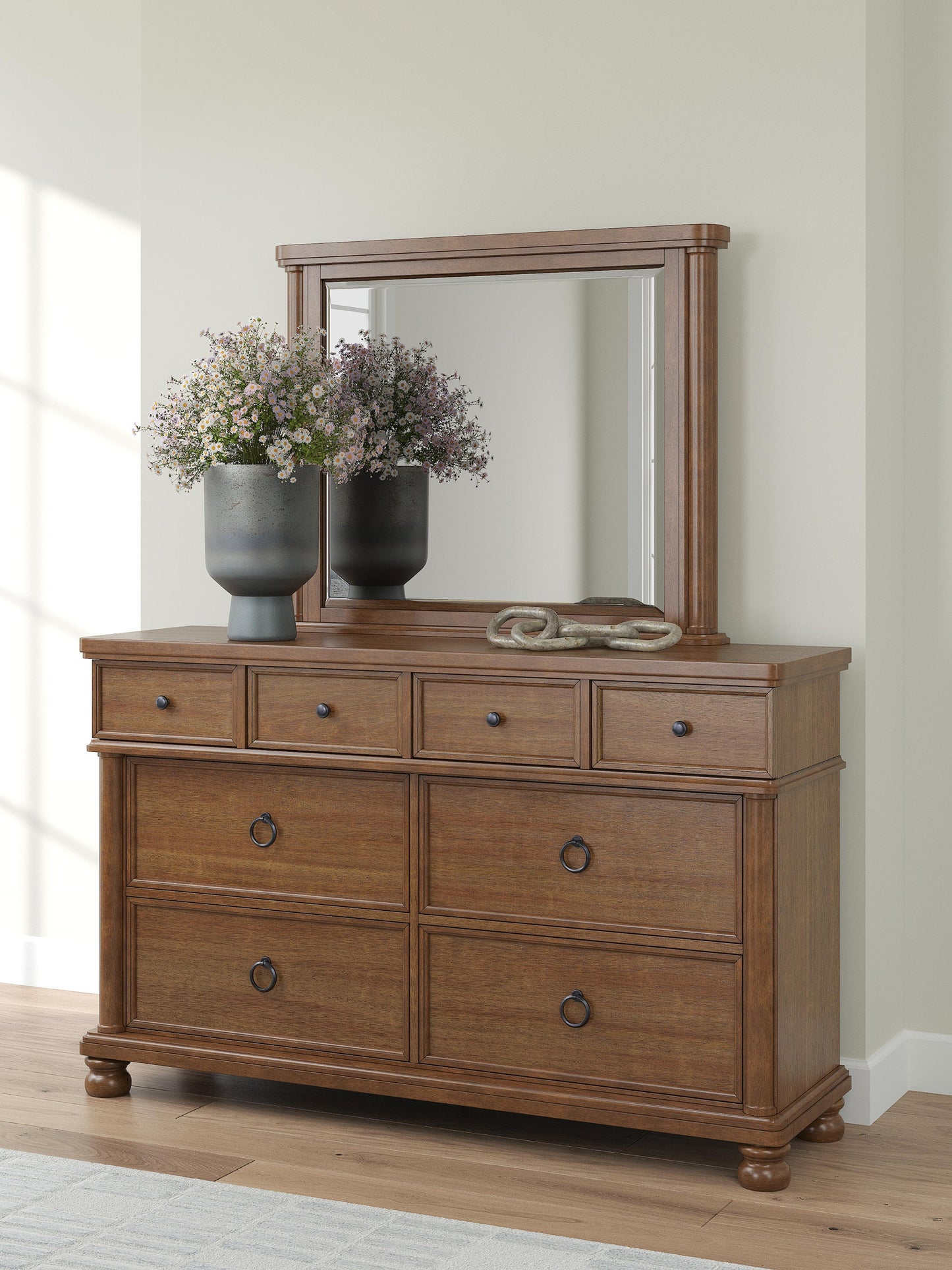Chadworth  Poster Bed With Mirrored Dresser And Nightstand