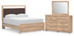 Hollymount  Upholstered Platform Bed, Dresser And Mirror