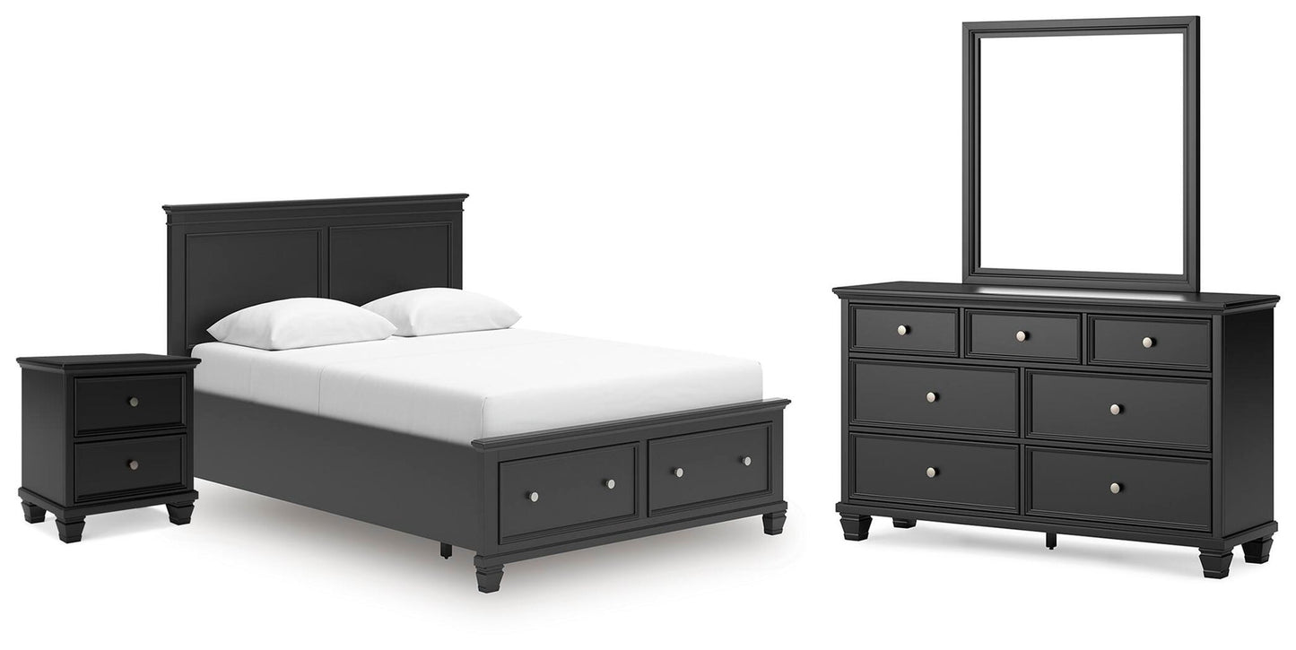Lanolee  Panel Storage Bed, Dresser, Mirror And Nightstand