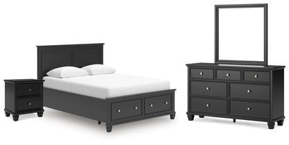 Lanolee  Panel Storage Bed, Dresser, Mirror And Nightstand