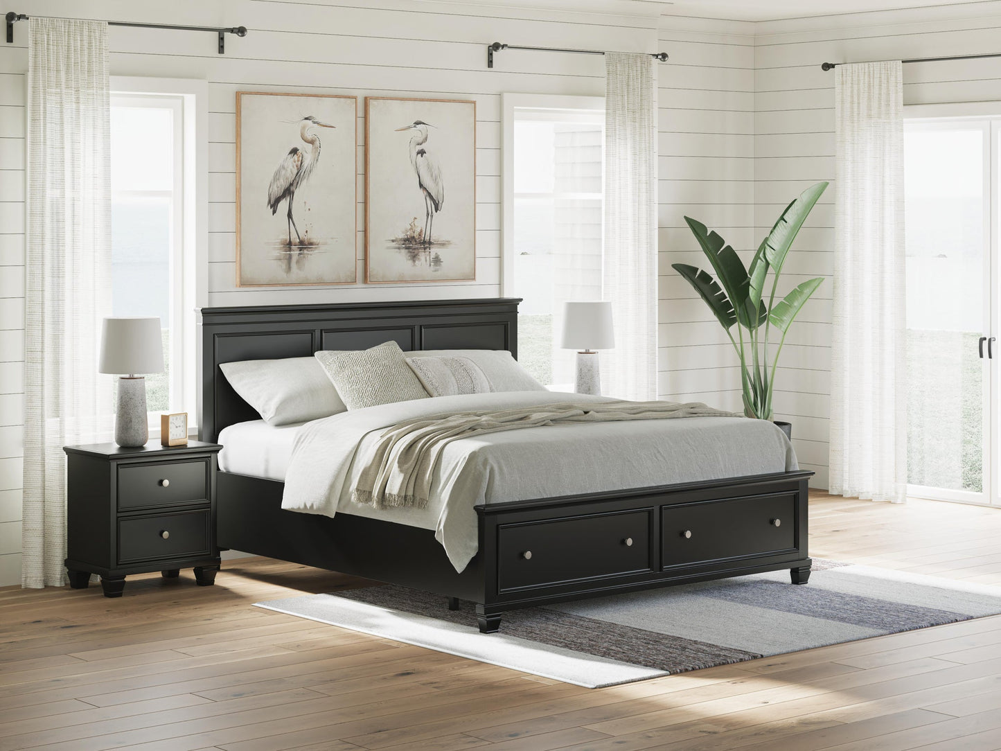 Lanolee California  Panel Storage Bed, Dresser, Mirror And Nightstand