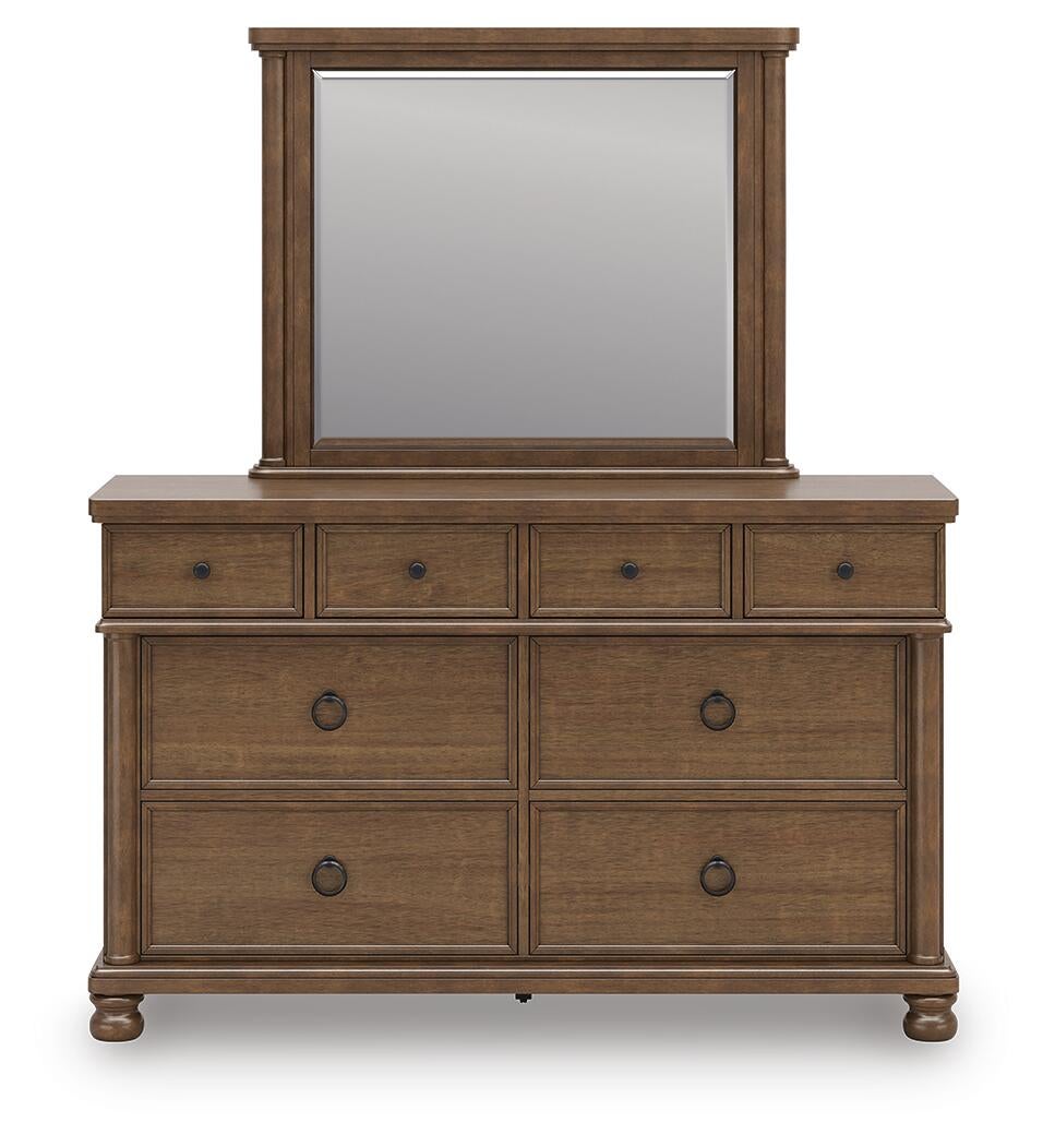 Chadworth California  Poster Bed With Mirrored Dresser And Nightstand