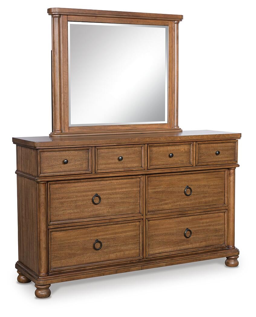 Chadworth California  Poster Bed With Mirrored Dresser And Nightstand
