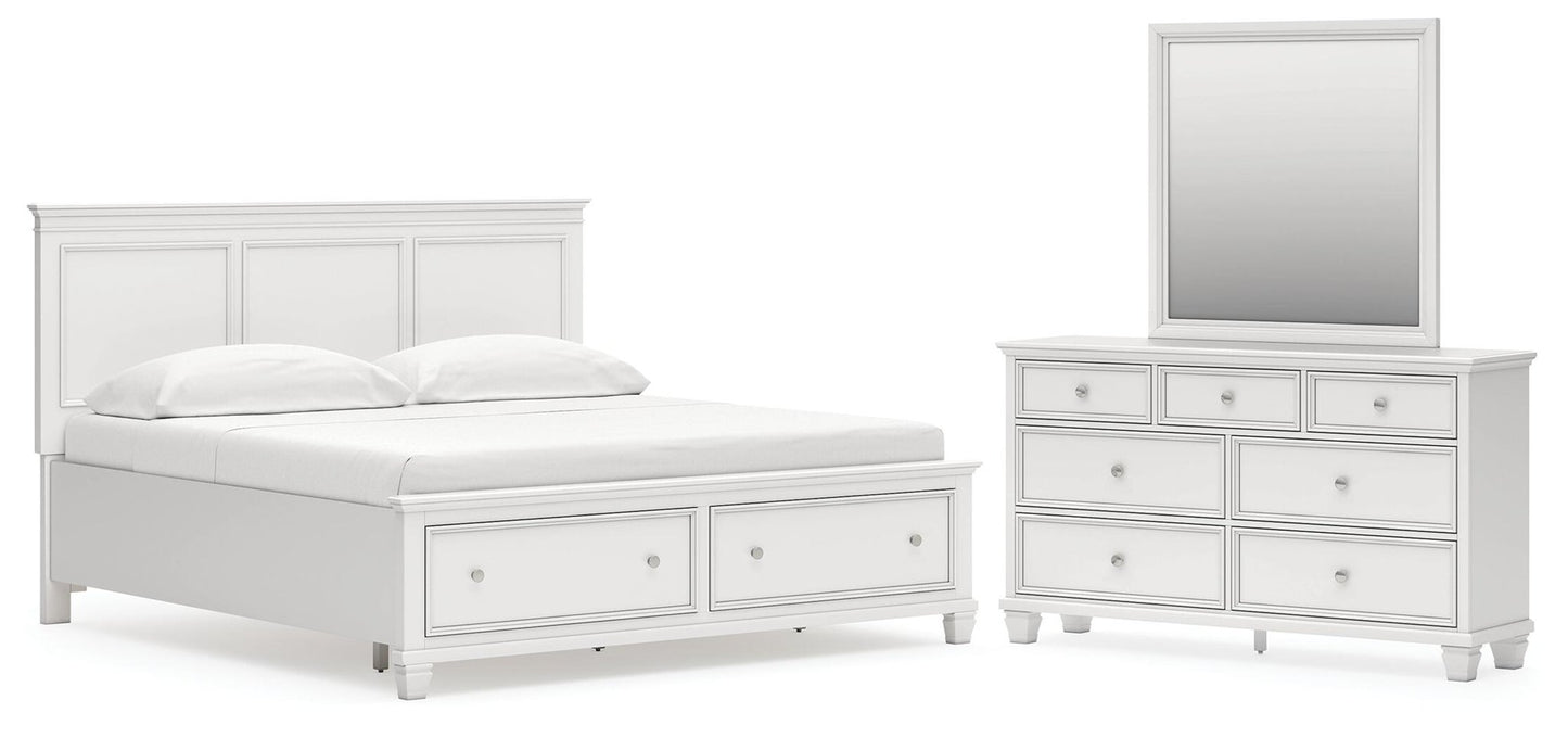Fortman  Panel Storage Bed With Mirrored Dresser