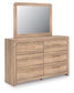 Hollymount  Upholstered Panel Bed, Dresser, Mirror And Nightstand
