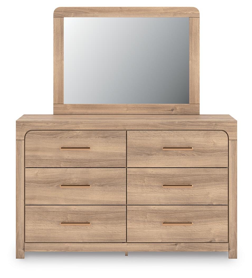 Hollymount  Upholstered Platform Bed, Dresser, Mirror And Nightstand