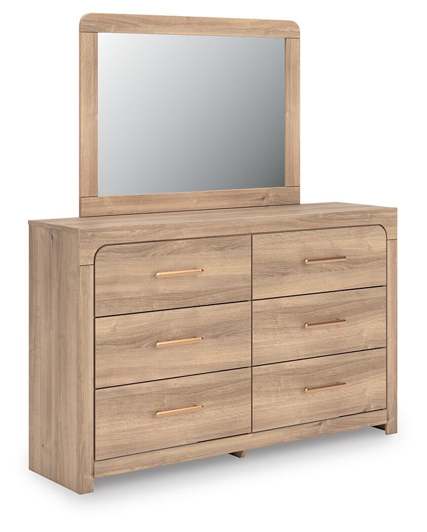 Hollymount  Upholstered Platform Bed, Dresser, Mirror And Nightstand