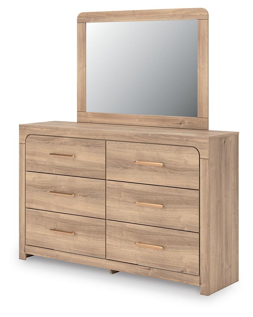 Hollymount  Upholstered Platform Bed, Dresser, Mirror And Nightstand