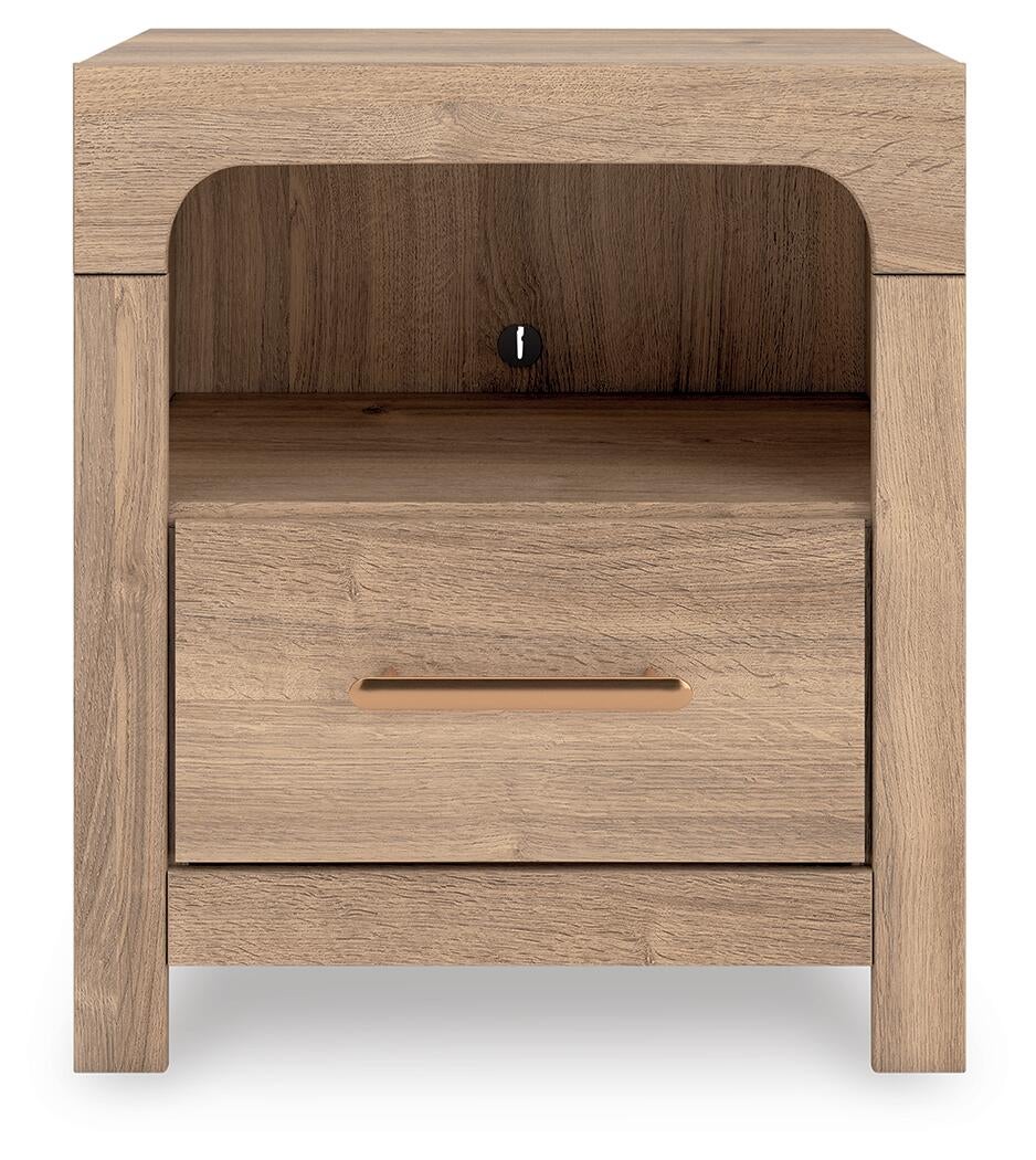 Hollymount  Upholstered Platform Bed, Dresser, Mirror And Nightstand