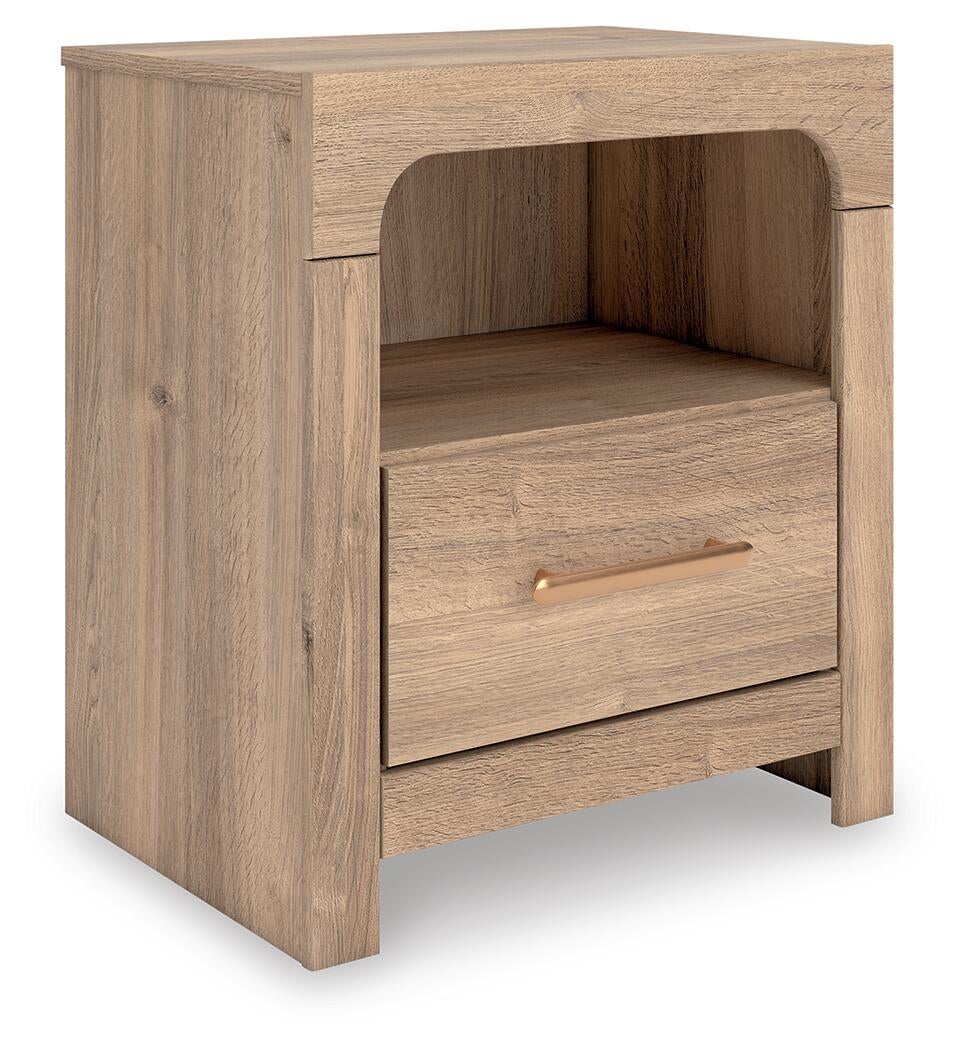 Hollymount  Upholstered Platform Bed, Dresser, Mirror And Nightstand