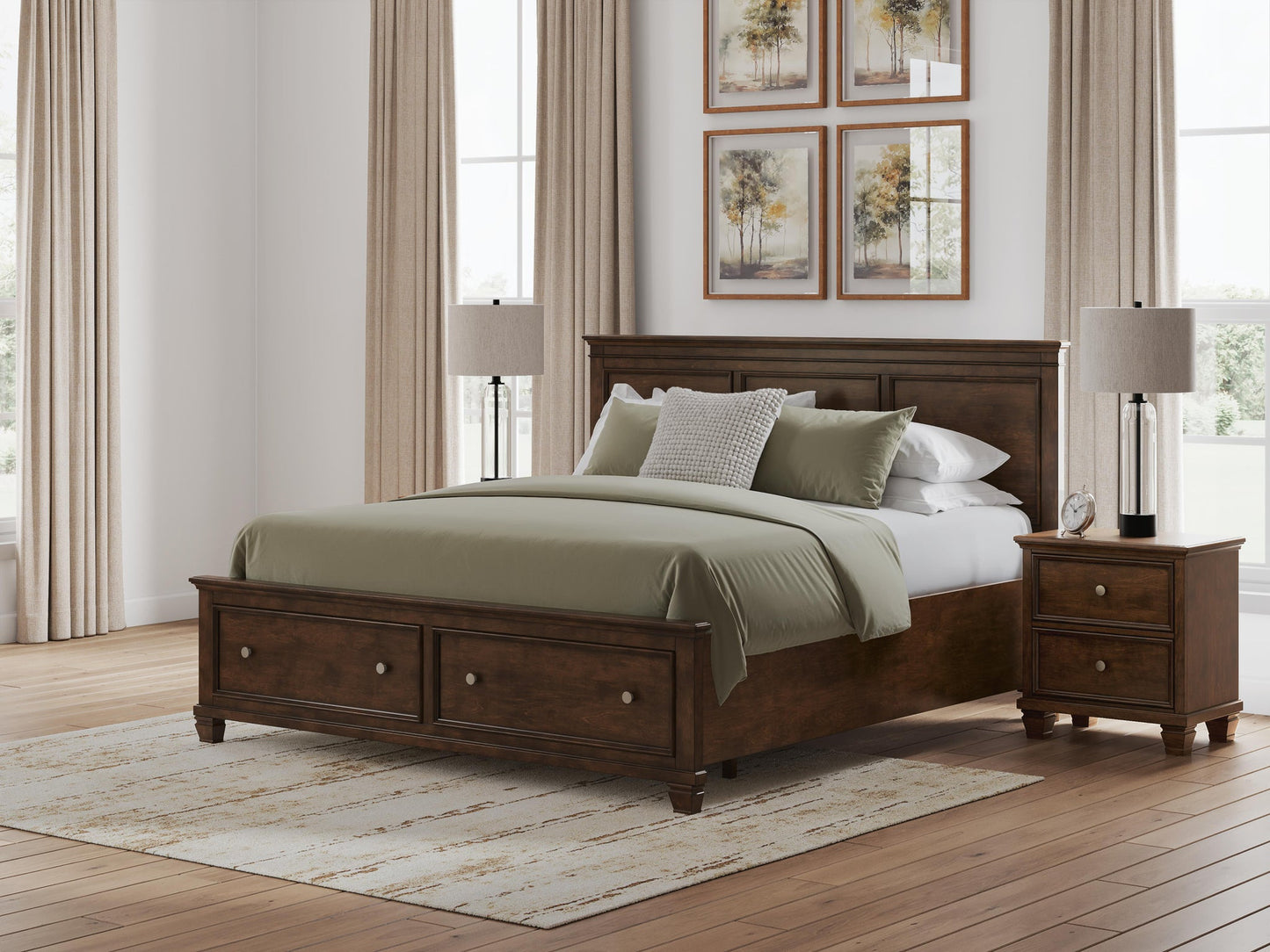 Danabrin  Panel Storage Bed, Dresser, Mirror And Nightstand