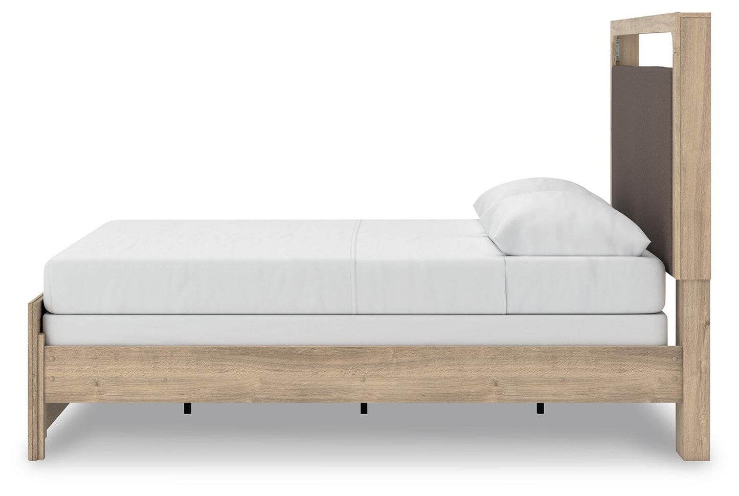 Kinlanni  Upholstered Panel Bed, Dresser And Mirror