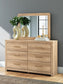 Hollymount  Upholstered Panel Bed, Dresser And Mirror