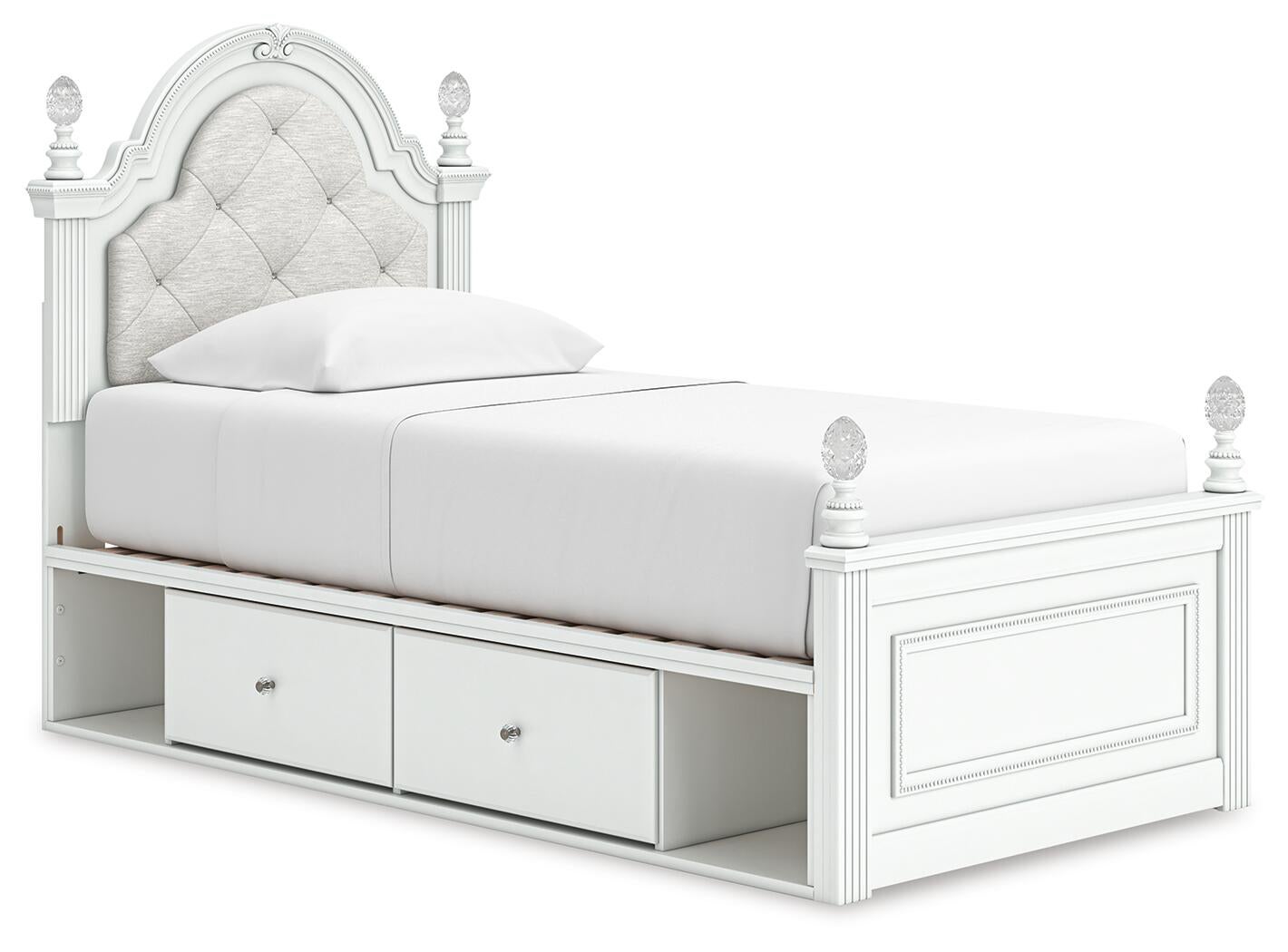 Maylilly  Upholstered Panel Storage Bed, Dresser And Mirror