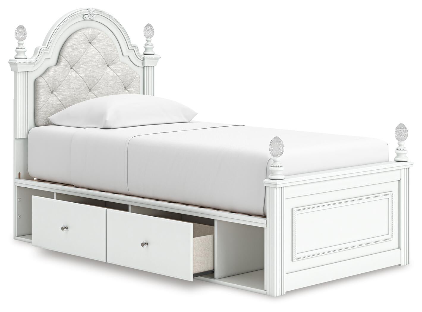 Maylilly  Upholstered Panel Storage Bed, Dresser And Mirror