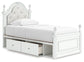 Maylilly  Upholstered Panel Storage Bed, Dresser And Mirror
