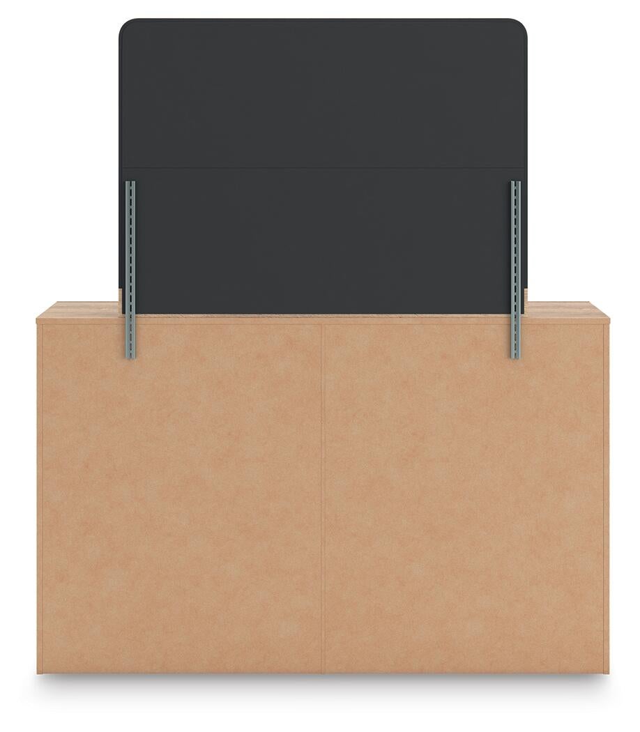 Kinlanni  Upholstered Panel Bed, Dresser And Mirror
