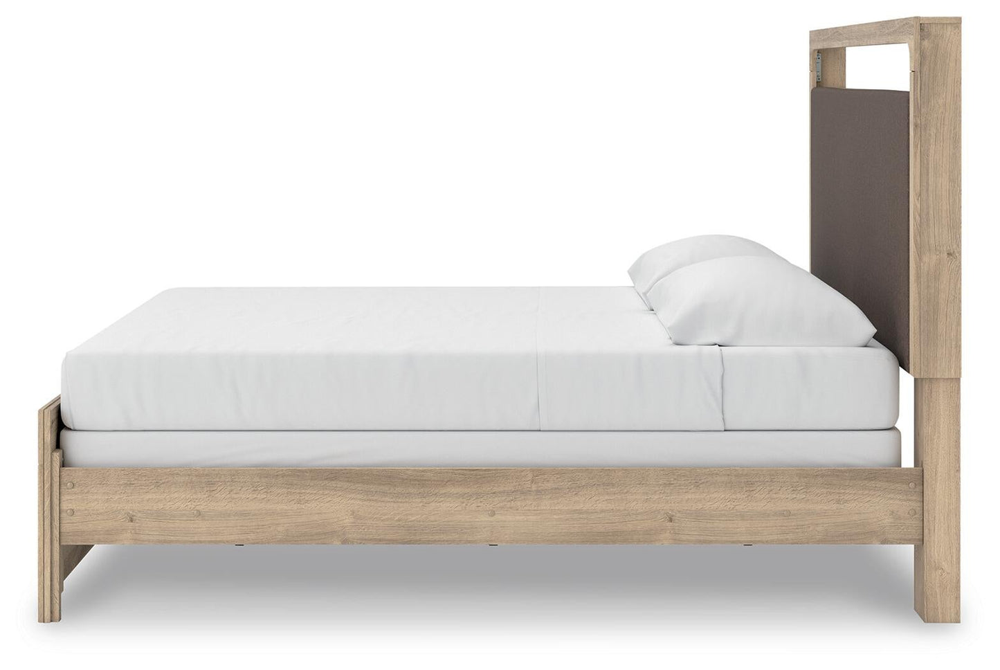 Kinlanni  Upholstered Panel Bed, Dresser And Mirror