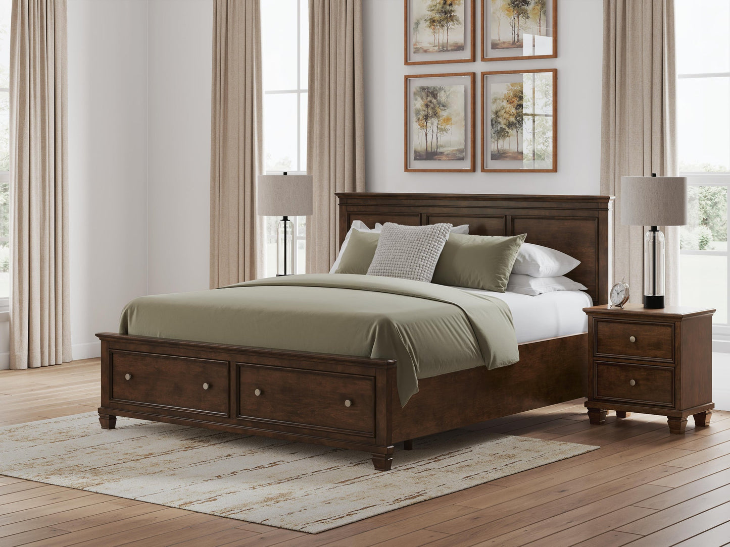 Danabrin California  Panel Storage Bed, Dresser, Mirror And Nightstand