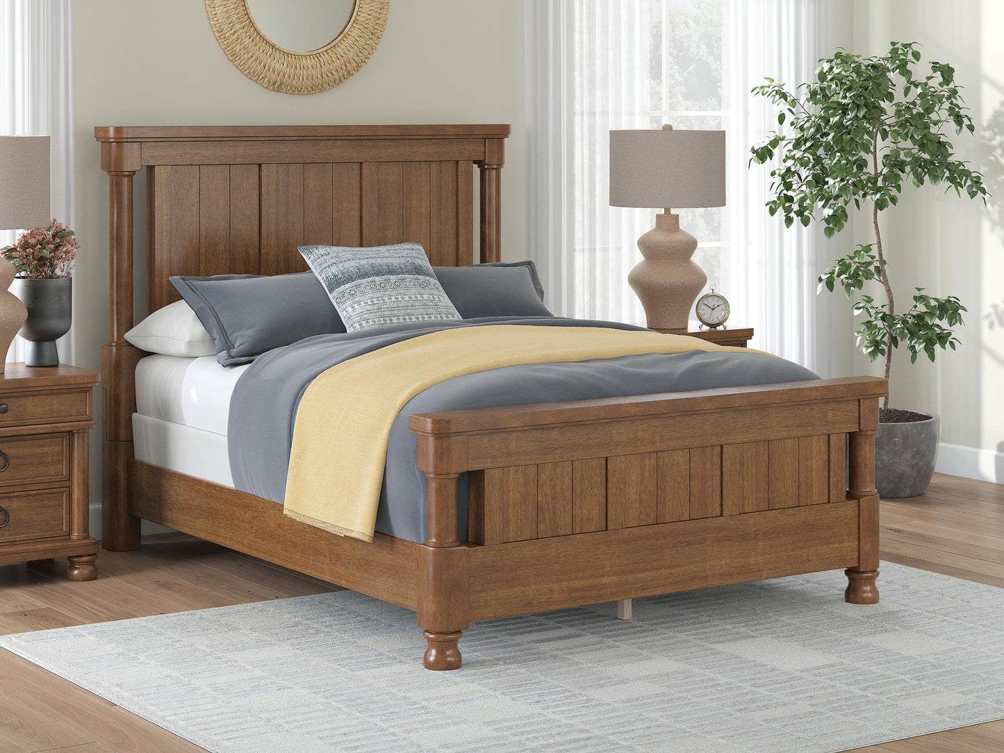 Rowlenstown  Poster Bed With Mirrored Dresser