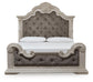 Bruchandi California  Upholstered Panel Bed With Mirrored Dresser And Nightstand