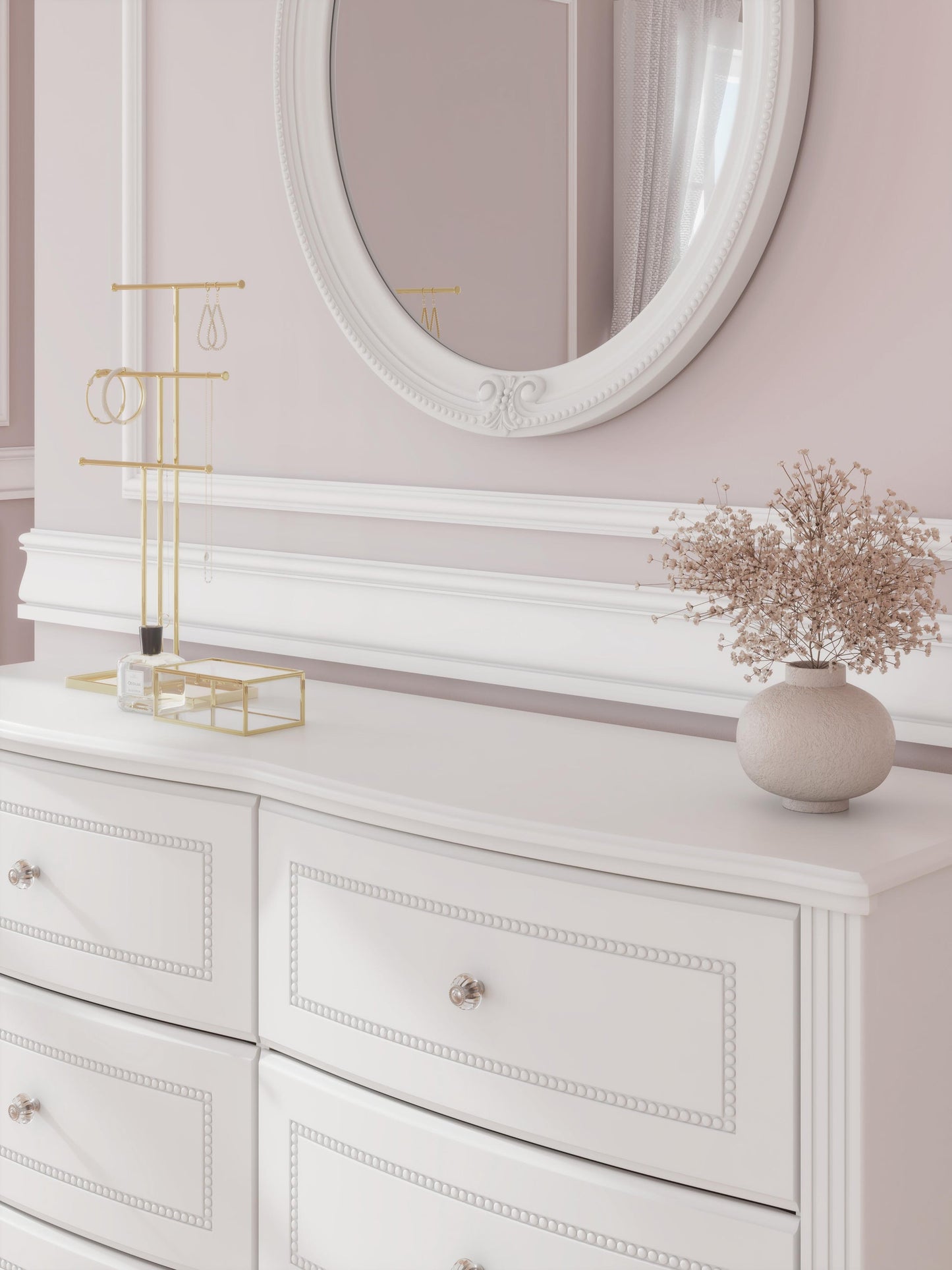 Maylilly  Upholstered Panel Storage Bed, Dresser And Mirror
