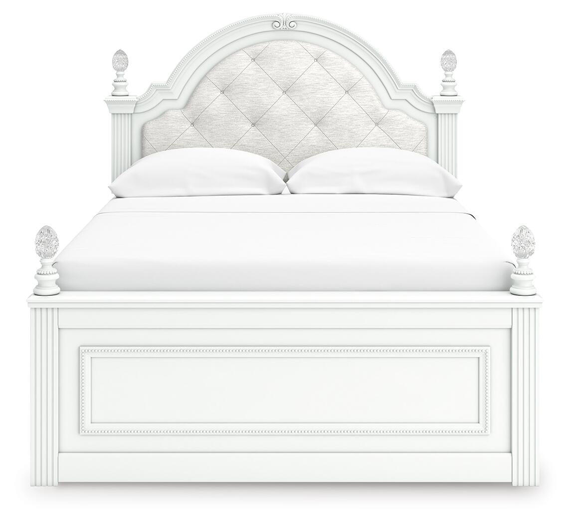 Maylilly  Upholstered Panel Bed, Dresser, Mirror And Nightstand