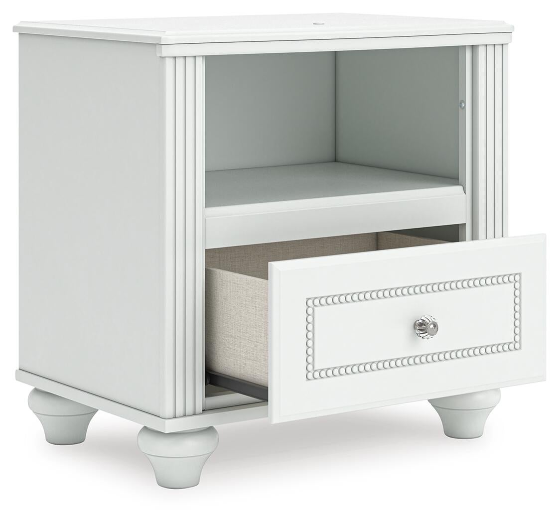 Maylilly  Upholstered Panel Bed, Dresser, Mirror And Nightstand