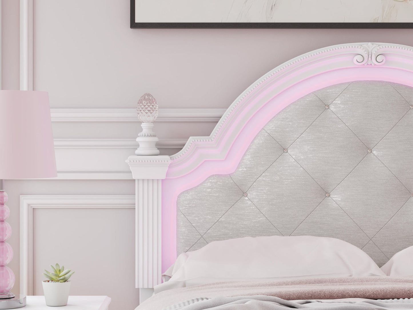 Maylilly  Upholstered Panel Bed, Dresser, Mirror And Nightstand