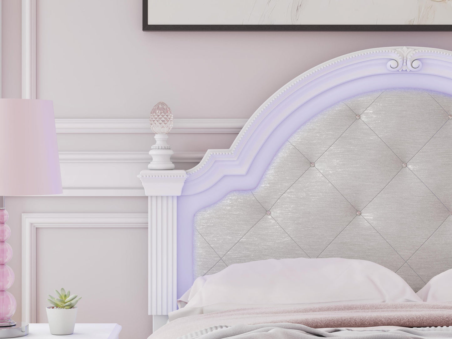 Maylilly  Upholstered Panel Bed, Dresser, Mirror And Nightstand