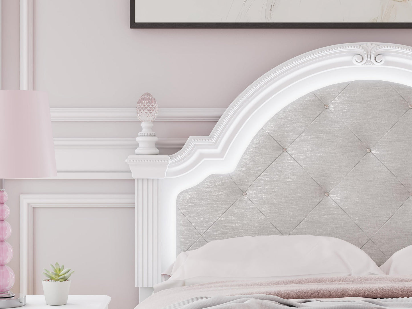 Maylilly  Upholstered Panel Bed, Dresser, Mirror And Nightstand