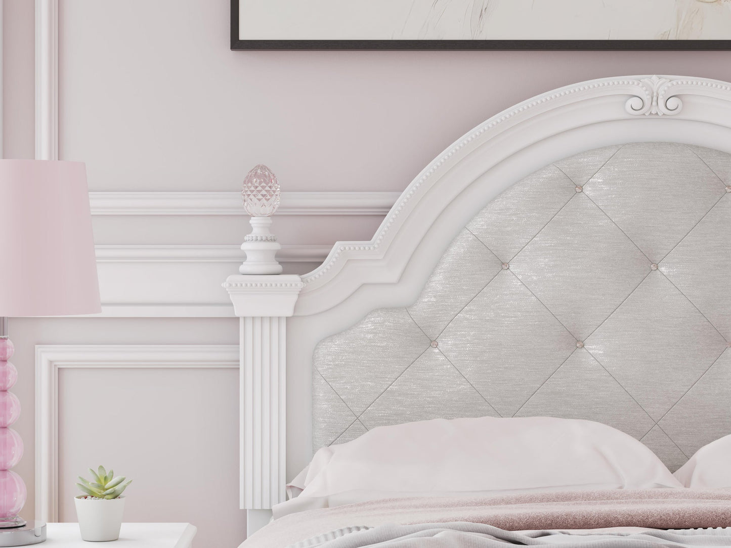 Maylilly  Upholstered Panel Bed, Dresser, Mirror And Nightstand