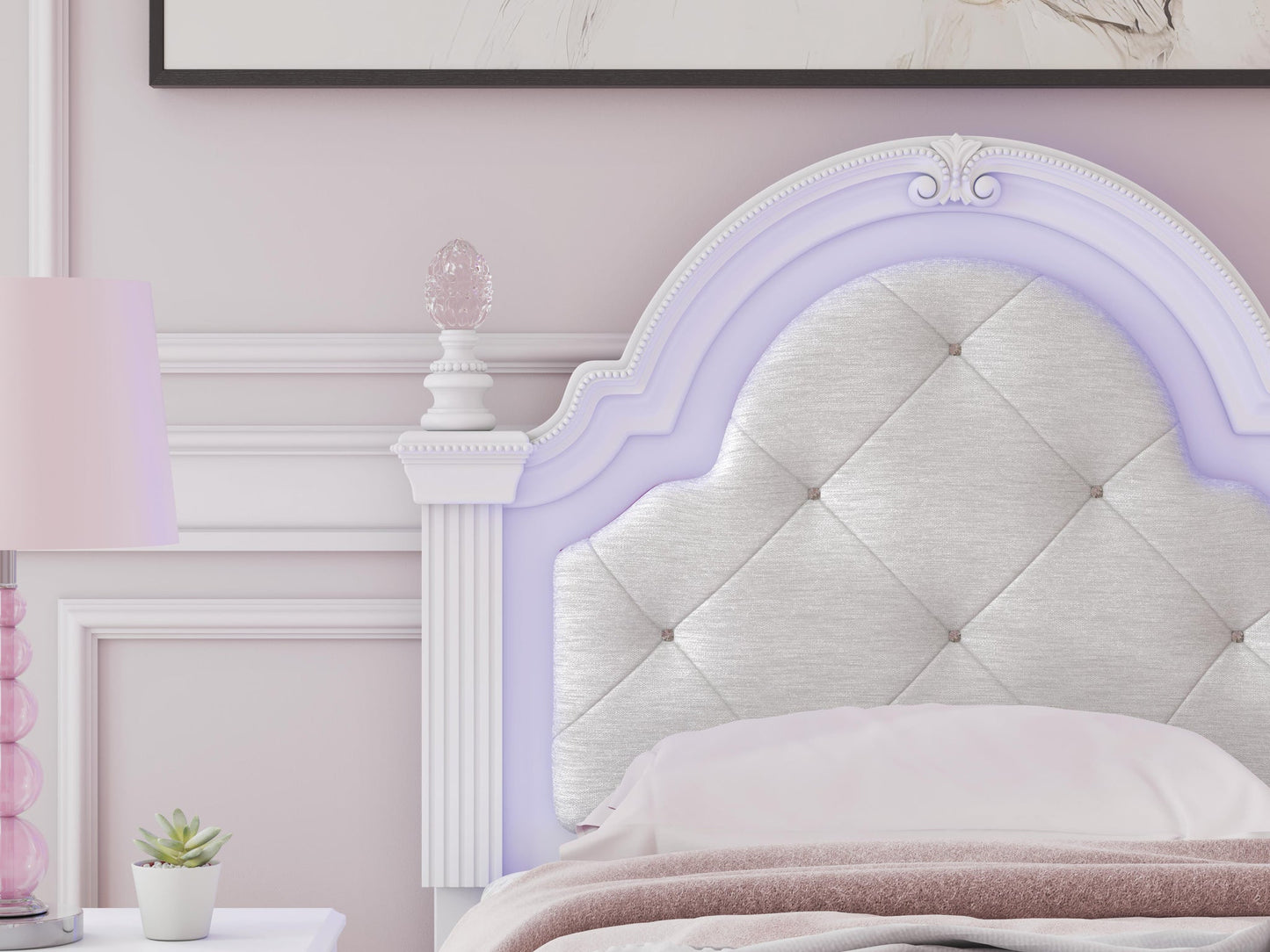 Kozlani  Upholstered Panel Bed, Dresser, Mirror And Nightstand