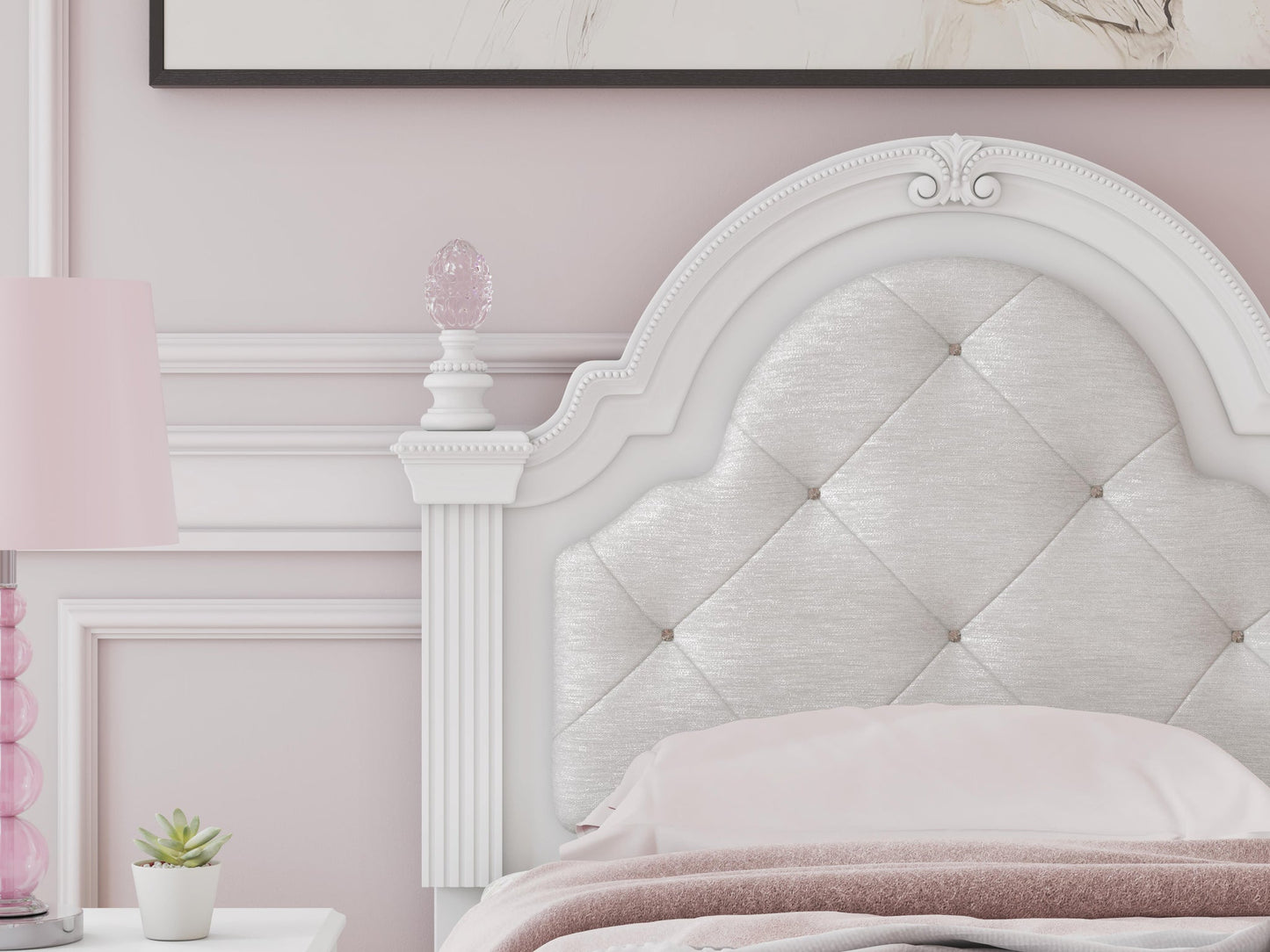 Kozlani  Upholstered Panel Bed, Dresser, Mirror And Nightstand