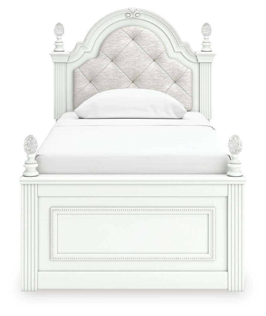 Maylilly  Upholstered Panel Bed, Dresser And Mirror