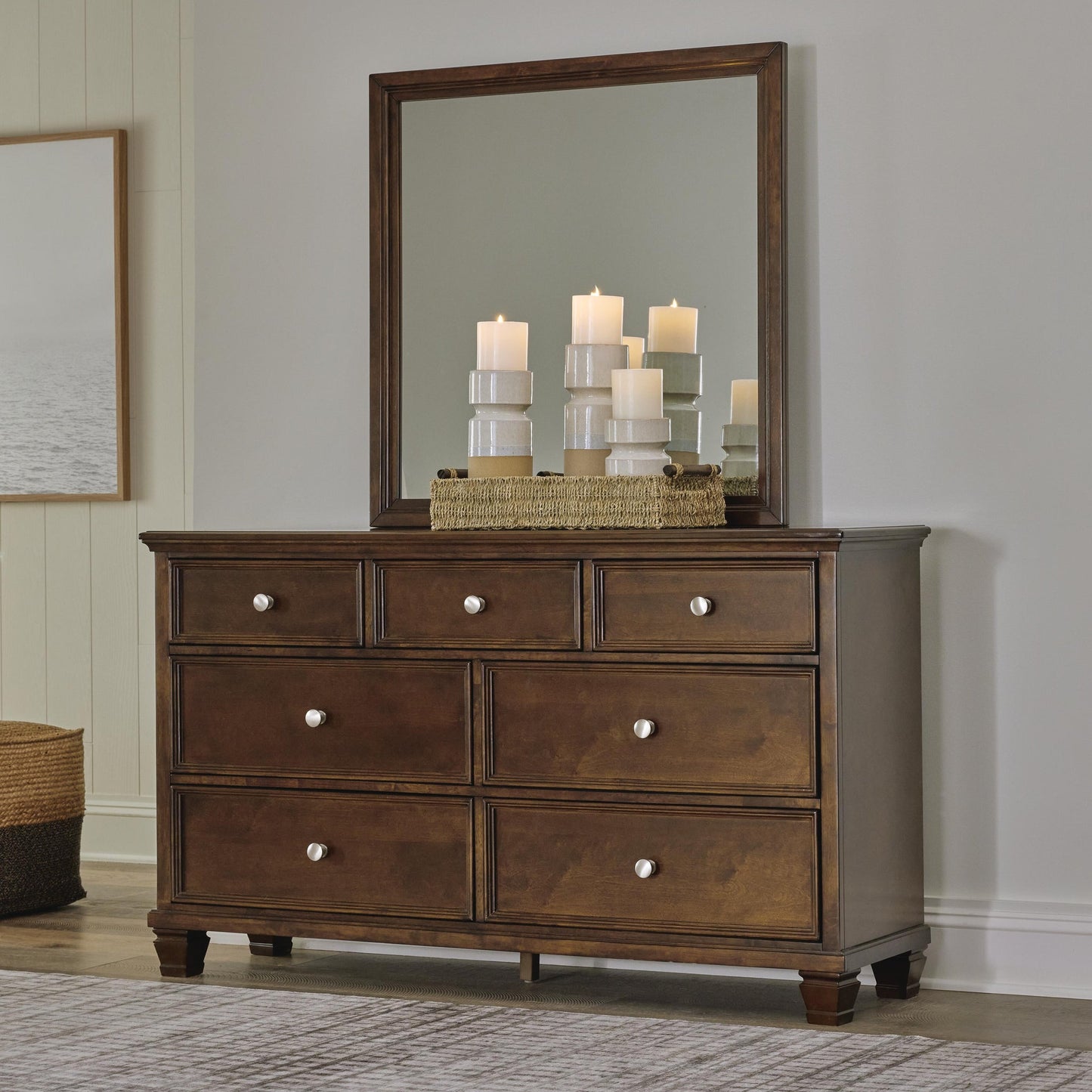Danabrin  Panel Storage Bed, Dresser And Mirror