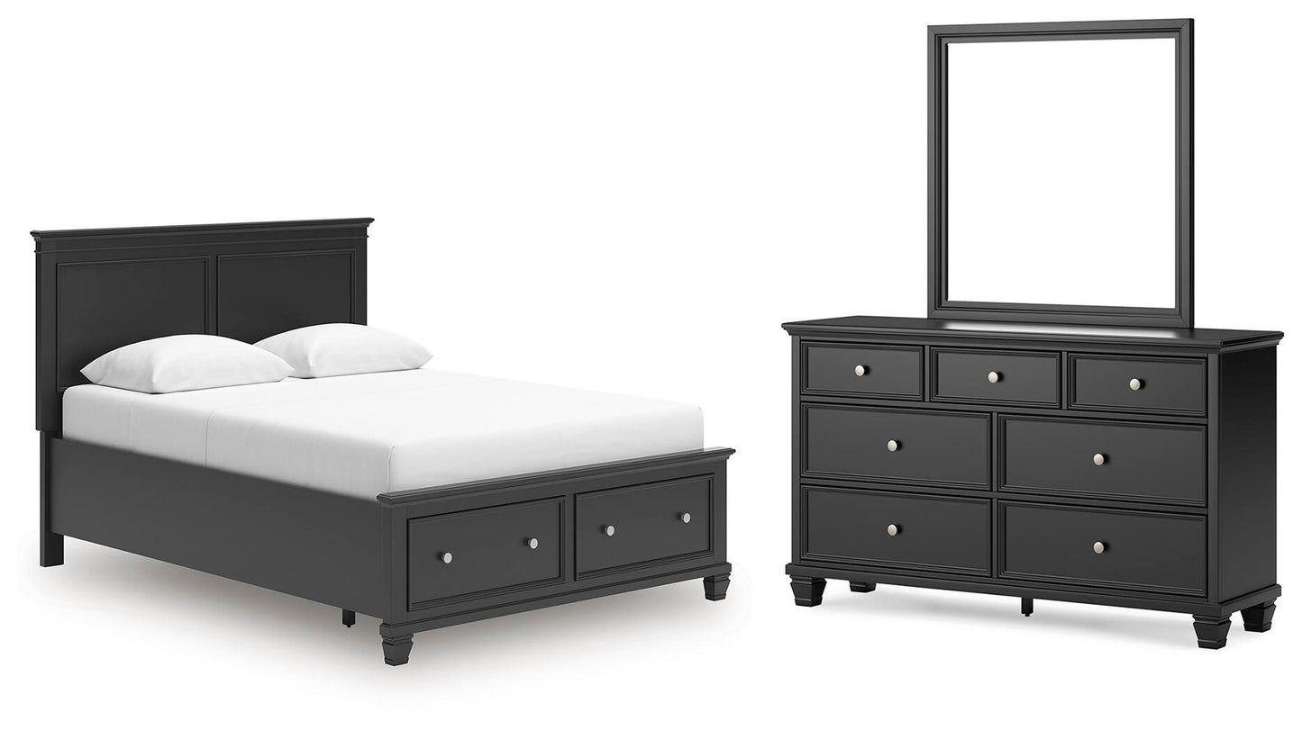 Lanolee  Panel Storage Bed, Dresser And Mirror